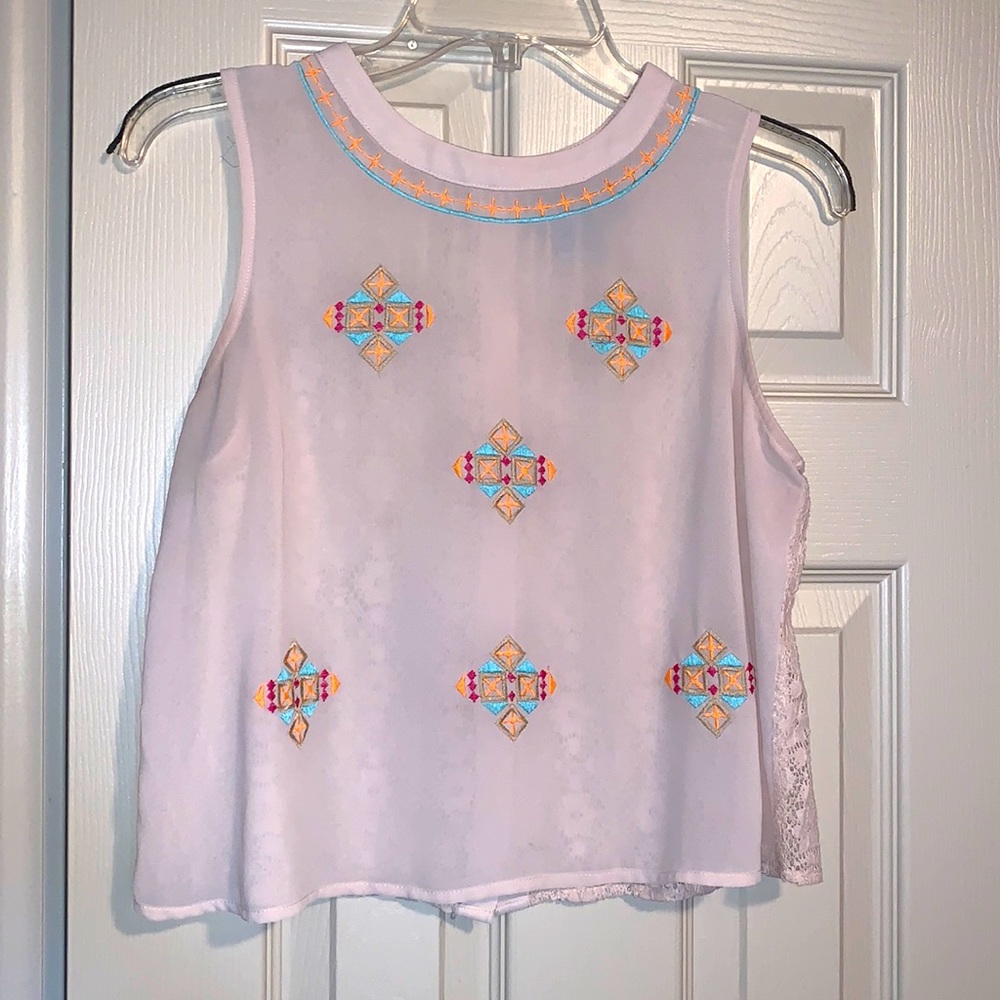 Sheer top with beautiful stitching, size S